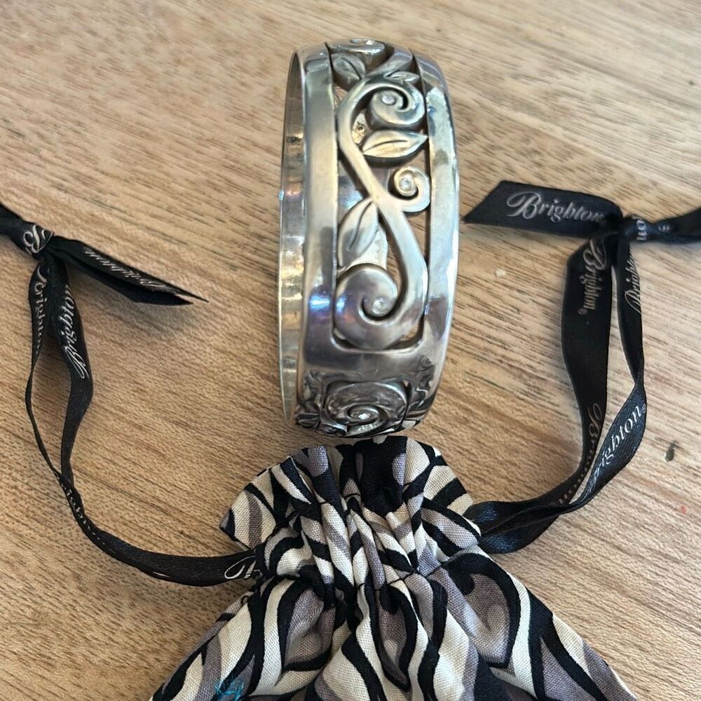 BrightonβSilver filagree cut out Bangle bracelet with smallβrhinestones